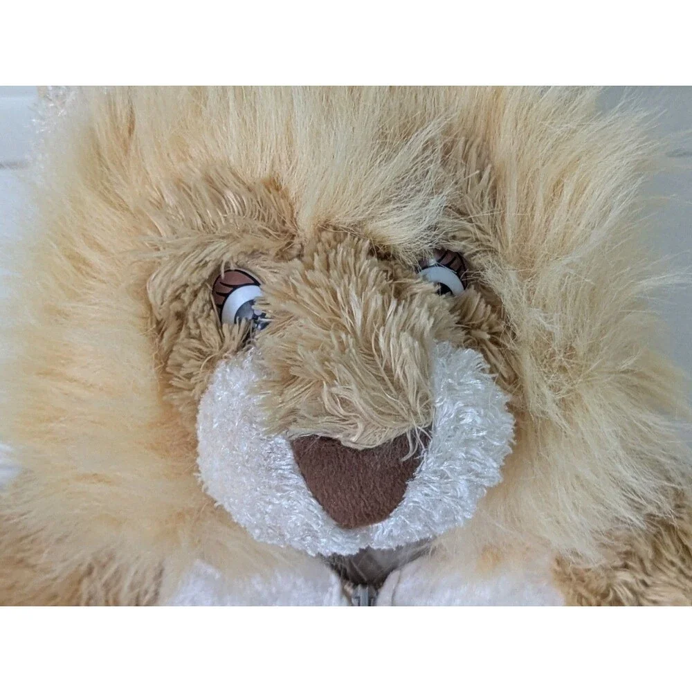 VTG Lion Halloween Costume Jacket Child Large Brown Zip Furry Hooded Mane Tail